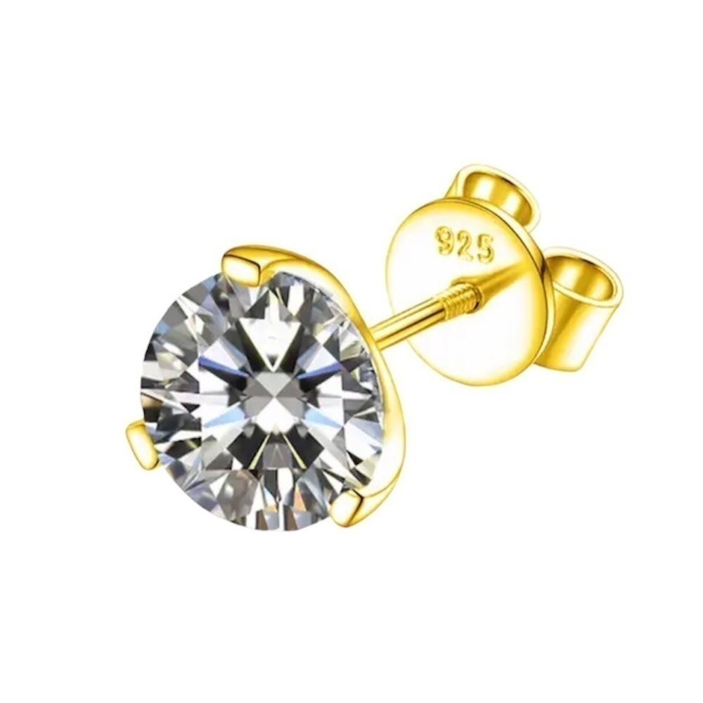 Certified .3ct Moissanite 4mm Round Single Stud Earring NEW